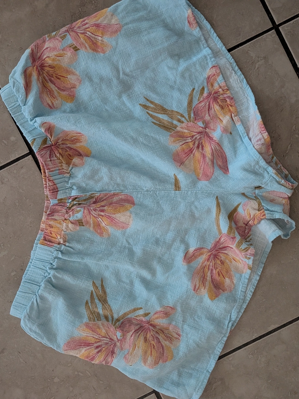 Light Blue Floral Pull-On Women's Lounge Shorts